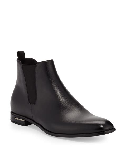 Saffiano Leather Booties 